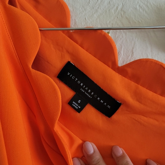 Victoria Beckham X‎ Target, Scalloped One Shoulder Dress, Orange, Size Small - Picture 10 of 12